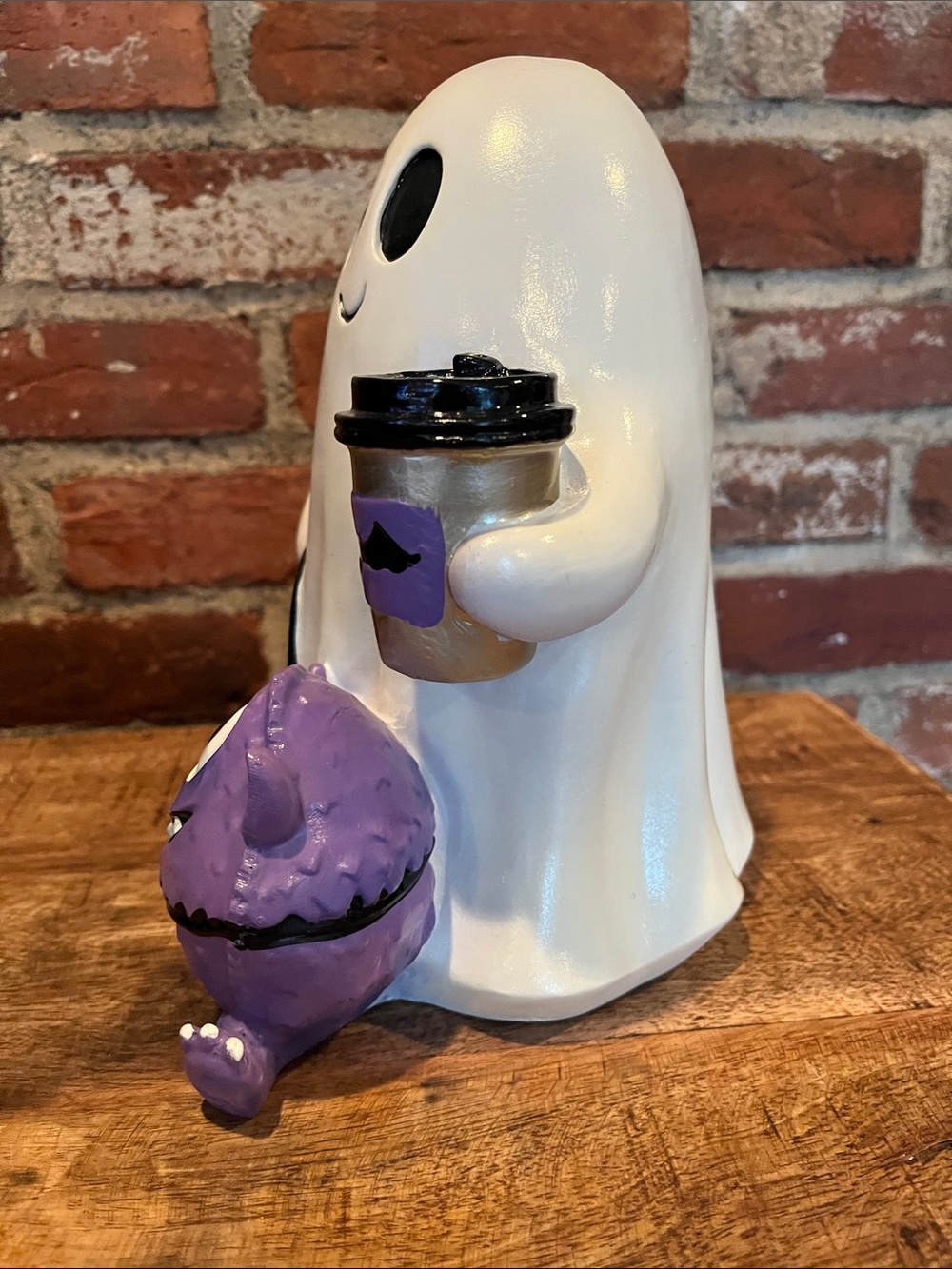 Ghost & One-Eyed Monster resin Figurine - White and Purple Home Accent - Picture 2 of 9